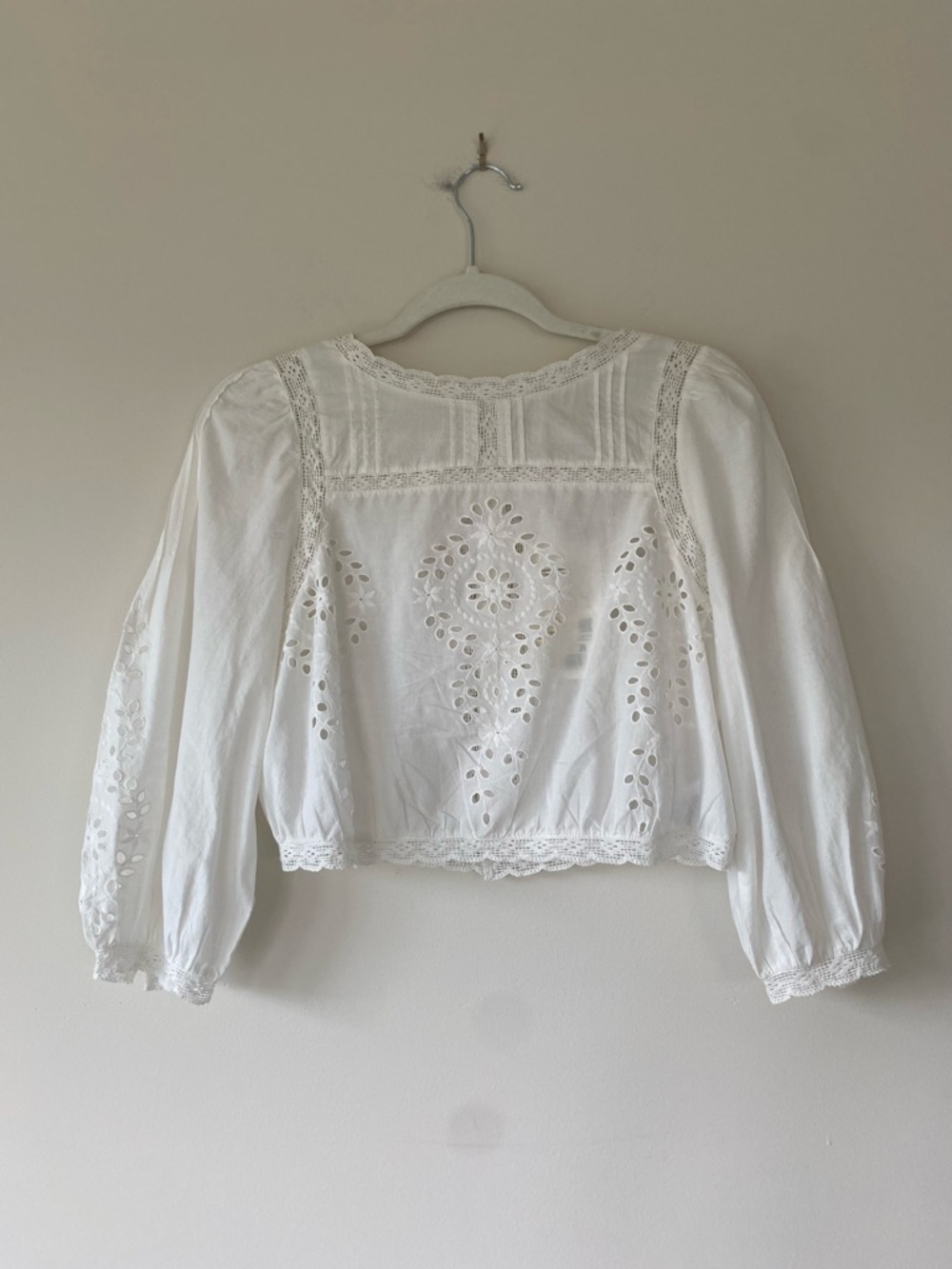 Sezane Enea Blouse Ecru - Size FR 24/US 2 White Cropped - Picture 2 of 14